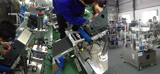 星火全自动贴标签机车间调试中